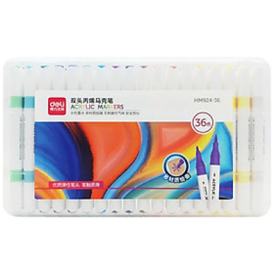 Hộp 36 Bút Màu Acrylic 2 Đầu - Deli HM924