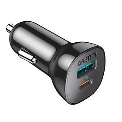 Tẩu sạc Choetech TC0005 nhanh trên ô tô 38W 2 cổng USB A+ Type C  (hàng chính hãng)