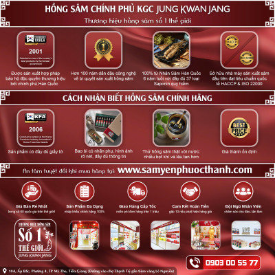 Hồng Sâm tẩm mật ong KGC Jung Kwan Jang (hộp 06 gói)