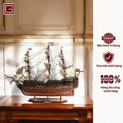 Mô Hình Thuyền Gỗ Phong Thủy Gia Nhiên, Thuyền Buồm Gỗ HMS VICTORY chất liệu gỗ tràm chuẩn xuất khẩu