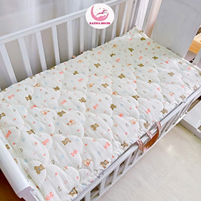 Nệm cho bé sơ sinh, mẫu giáo Katina House, chất vải muslin mềm mại, thoáng khí, thấm hút tốt