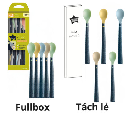 Thìa Ăn Dặm Tommee Tippee Softee, Cho Bé Từ 4 Tháng - Set 5 Thìa, Tách Lẻ (Giao Màu Ngẫu Nhiên)