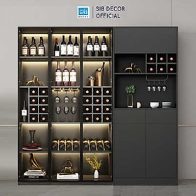 Tủ Gỗ Để Vang Trang Trí Phòng Khách, Phòng Bếp Dài 200cm Thương Hiệu SIB Decor TCK17