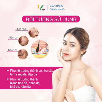 [Combo 3 hộp] TPBVSK Viên uống đẹp da Glutathione VCP - Hỗ trợ làm sáng da, giảm các triệu chứng nhăn da, khô da, nám da - Hộp 20 viên