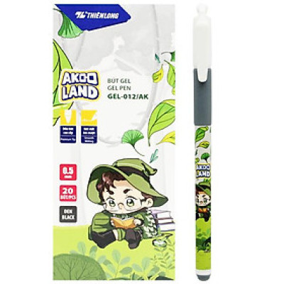 Hộp 20 Bút Gel 0.5 mm - Nhân Vật Akooland Tahi - Thiên Long Gel-012/AK - Mực Đen