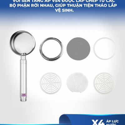Combo vòi sen tăng áp LUVA VS4 kèm dây sen LUVA dài 1.5m