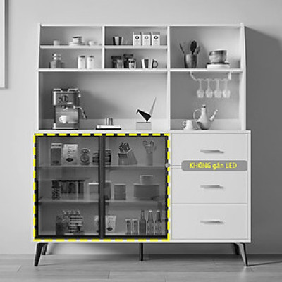 Tủ Bếp Đa Năng Kèm Ngăn Kéo Và Cửa Kính Cường Lực, Tặng Kèm Giá Treo Ly Thương Hiệu SIB Decor KG50