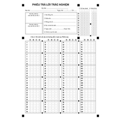 Phiếu Trả Lời Trắc Nghiệm (5 tờ)