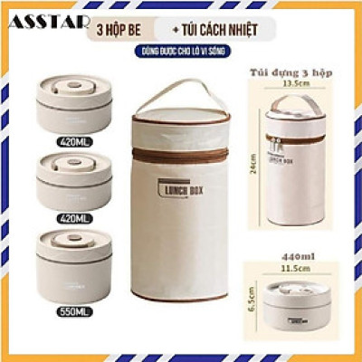 HỘP ĐỰNG CƠM GIỮ NHIỆT, HỘP CƠM INOX 3 TẦNG CAO CẤP KÈM TÚI ĐỰNG + HỘP ĐŨA MUỖNG - HÀNG CHÍNH HÃNG