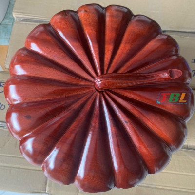 Hàng cao cấp loại 1-Hộp đựng mứt, bánh kẹo có ngăn chia cao cấp Thanh Bình Lê hình quả bí đế xoay, bằng gỗ xà cừ, quà