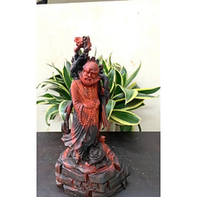 Tượng đạt ma sư tổ bằng gỗ trắc đỏ đen kt cao 22cm 