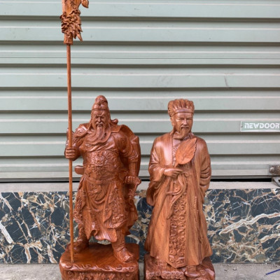 Cặp đôi văn võ song toàn, tượng khổng minh (gia cát lượng ) và tượng quan công kt cao 80