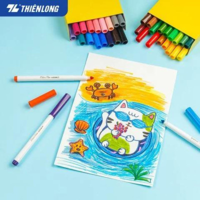 Hộp Bút Lông 36 Màu Fiber Pen Washable - Nét Mảnh Nét To - Colokit SWM - Thiên Long