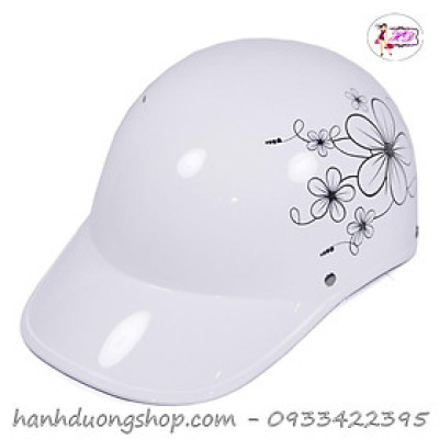 Mũ bảo hiểm nữ đẹp in họa tiết bông hoa nón bảo hiểm có khoét đuôi dễ dàng buột tóc cao