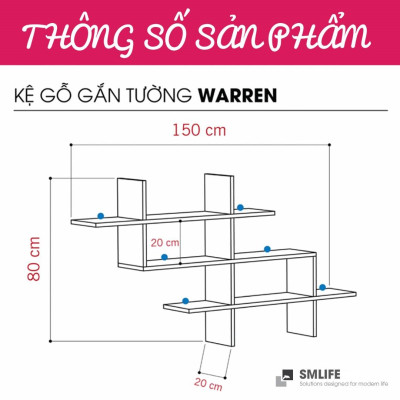Kệ gỗ trưng bày kiểu dáng thanh lịch SMLIFE Warren