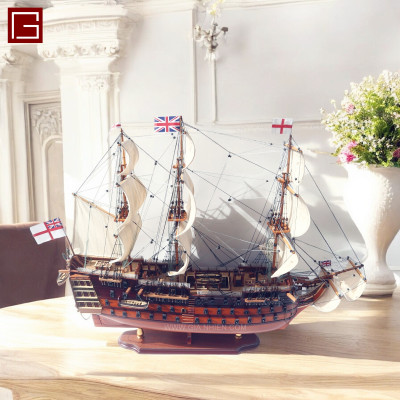 Mô Hình Thuyền Gỗ Phong Thủy Gia Nhiên, Thuyền Buồm Gỗ HMS VICTORY chất liệu gỗ tràm chuẩn xuất khẩu