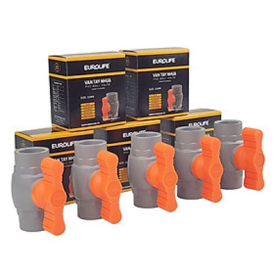 Van uPVC thân đúc bi nhưa ABS 21, 27, 34, 42, 49, 60mm Eurolife EL-VN (tay cam)