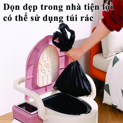 Bồn Cầu Di Động Bô Ngồi Cho Người Già Bệnh Nhân Bà Bầu Bồn Vệ Sinh Đa Năng 2 chức năng Có Tay Vịn Lưng Tựa Chắc Chắn