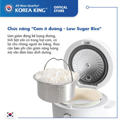 PRC-12SLJT_B Nồi cơm điện Korea King (có chức năng tách đường, dung tích 1.2L, công suất 400 W, mặt kính đen)-Hàng chính hãng
