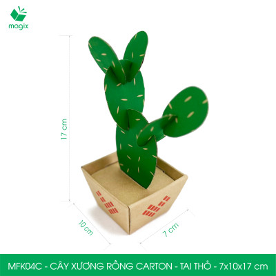 MFK04C - 7x10x17 cm - Cây xương rồng lắp ráp bằng giấy carton để bàn trang trí, bộ xếp hình sáng tạo