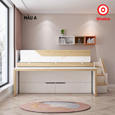 [Miễn phí vận chuyển & lắp đặt] Giường tầng trẻ em thông minh xếp gọn có bàn học và tủ Ohaha - GTXG011
