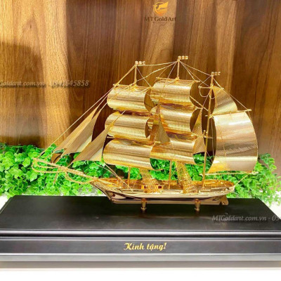 Mô hình thuyền buồm mạ vàng MT Gold Art(510 x 180x 340 mm) L53- Hàng chính hãng, quà tặng dành cho sếp, khách hàng, đối tác