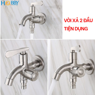 Vòi củ sen lạnh đa năng 2 đầu xả inox 304 ren 21 Hobby Home Decor CS2