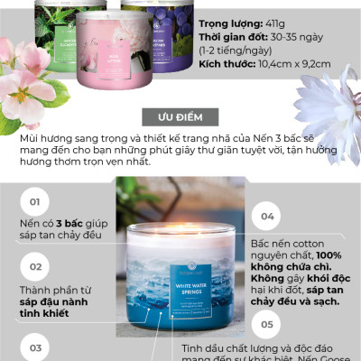 Nến ly 3 bấc sáp đậu nành Goose Creek (411g) - Lavender Vanilla