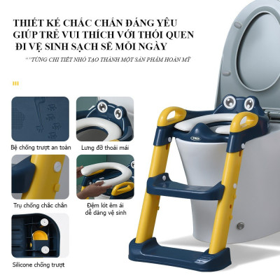 Thang Bô, Thang Đi Vệ Sinh Có Nắp Đậy Tiện Lợi Dành Cho Bé Trai Và Bé Gái - Hàng Chính Hãng 