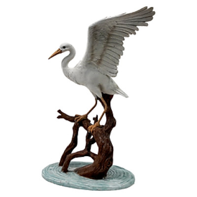 Tượng Chim Heron Nhựa Thuỷ Tinh HELEN Màu Trắng W30.8xD27.4xH46Cm |Index Living Mall| Nội Thất Thái Lan
