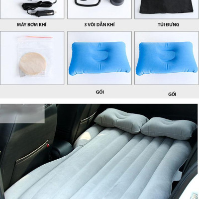 Giường hơi, Nệm hơi ô tô cao cấp phủ vải nhung thích hợp cho các chuyến dã ngoại và nghỉ ngơi trên xe hơi