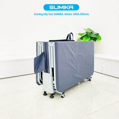 Giường xếp gấp gọn di động SUMIKA 386A, chiều rộng 90cm, khung thép, có bánh xe di chuyển