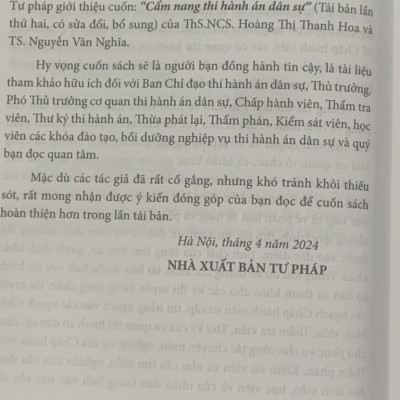 Cẩm nang thi hành án dân sự (Tái bản lần thứ hai, có sửa đổi, bổ sung)