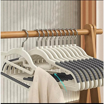 Combo 10 Móc Treo Quần Áo Chống Trượt Biến Dạng Quần Áo, Móc Áo Nhựa Cao Cấp Chịu Tải Lớn