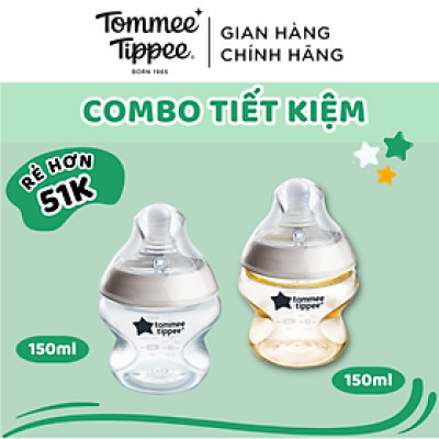 COMBO Bình Sữa PPSU Ty Siêu Mềm Tự Nhiên Tommee Tippee Nature Start 150ml & Bình Sữa Ty Siêu Mềm Tự Nhiên 150ml