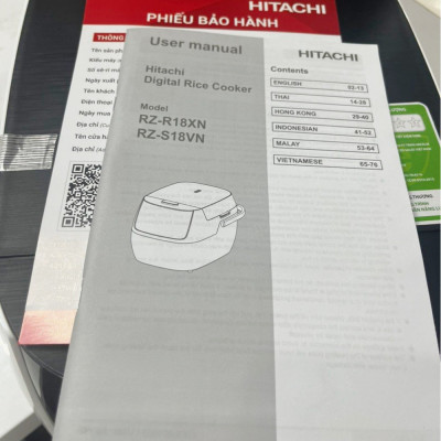 Nồi cơm điện tử 1.8L Hitachi RZ-S18VN(BK) - Hàng chính hãng