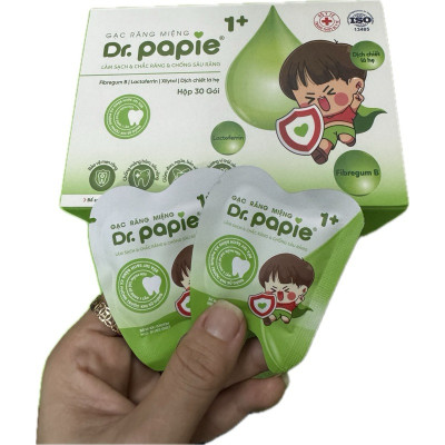 Gạc răng miệng chống sâu răng DR.PAPIE /Hộp 30 gói - Chắc răng , làm sạch khoang miệng Cho Bé từ 1 tuổi trở đi