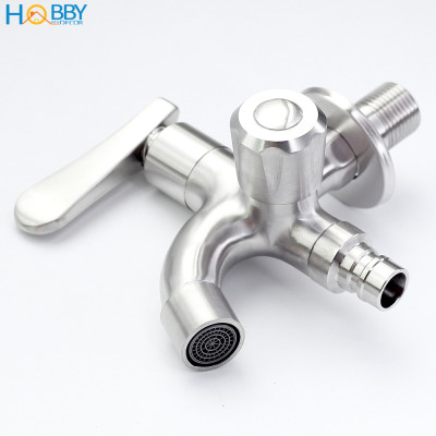 Vòi củ sen lạnh đa năng 2 đầu xả inox 304 ren 21 Hobby Home Decor CS2