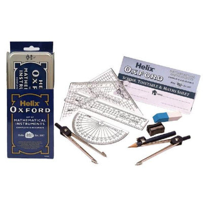 Bộ Thước Eke 9 Món Học Toán Hộp Thiếc - Helix