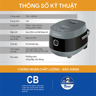 Nồi cơm điện tử Bluestone 1.2 lít RCB-5947 - Hàng chính hãng