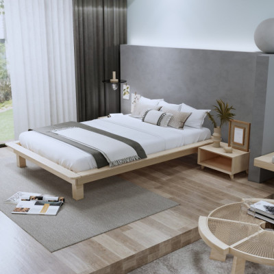 Giường ngủ gỗ CT13 Tundo màu vàng nâu 