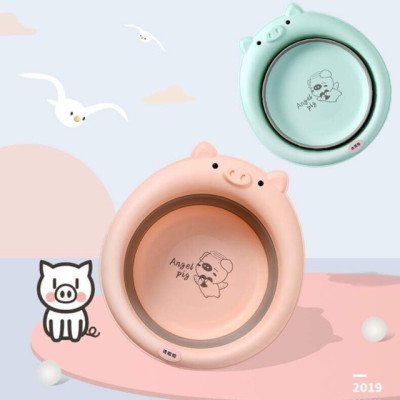 Thau (chậu) rửa mặt Nhà của Mẹ gấp gọn hình thú dễ thương, chất liệu nhựa PP cao cấp, kích thước 36cm*33cm*10cm - màu sắc giao ngẫu nhiên