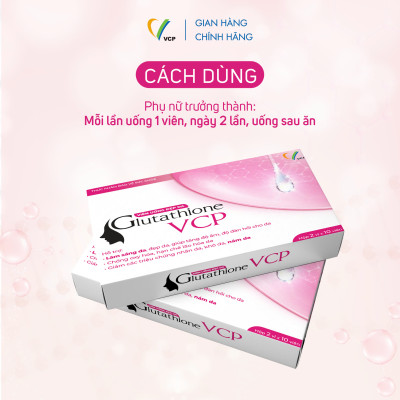 [Combo 2 hộp] TPBVSK Viên uống đẹp da Glutathione VCP - Hỗ trợ làm sáng da, giảm các triệu chứng nhăn da, khô da, nám da - Hộp 20 viên