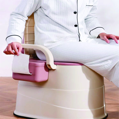 Bồn Cầu Di Động Bô Ngồi Cho Người Già Bệnh Nhân Bà Bầu Bồn Vệ Sinh Đa Năng 2 chức năng Có Tay Vịn Lưng Tựa Chắc Chắn