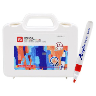 Hộp 12 Bút Màu Acrylic Marker 1 Đầu - Deli HM912-12