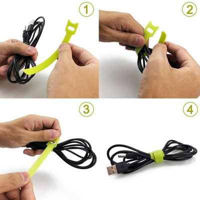 Combo 10 Băng Gai Nhiều Màu Dính 2 Mặt Cuốn Và Bó Dây Sạc, Dây Cáp, Dây Tai Nghe, Tiện Dụng, Làm Gọn Dây - TakyHome 5678