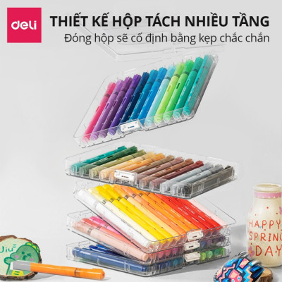 Bút Màu Acrylic Marker Roller Đầu Lông Mềm Deli-24/36/48/60 Màu Vẽ Trên Mọi Chất Liệu Bullet Journal