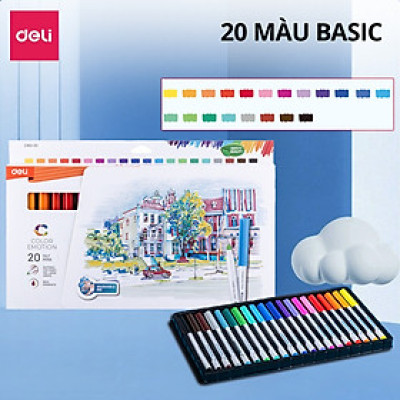 Bút Lông Màu Felt Pen Deli 20/36 Màu Pastel Basic Ngòi Chóp Rửa Được- Dùng Tô Vẽ Đi Nét Calligraphy Highlight Fiber Pen