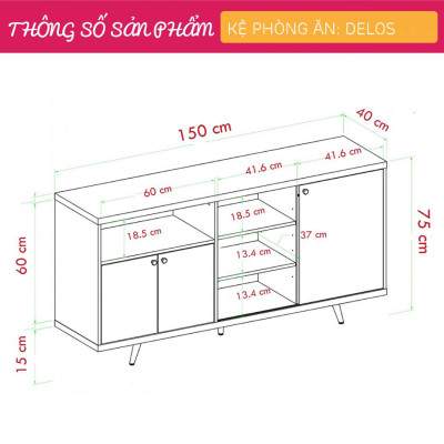 Tủ phòng ăn bằng gỗ thiết kế hiện đại SMLIFE Delos