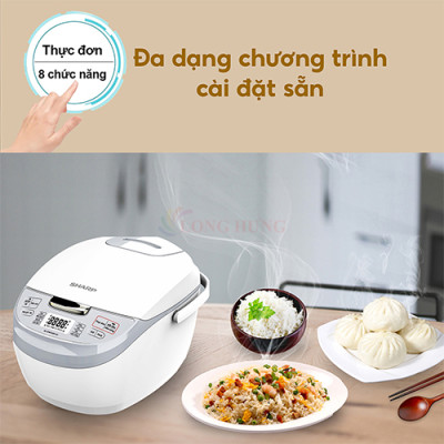 Nồi cơm điện tử Sharp 1.8 lít KS-COM192EV-GY - Hàng chính hãng